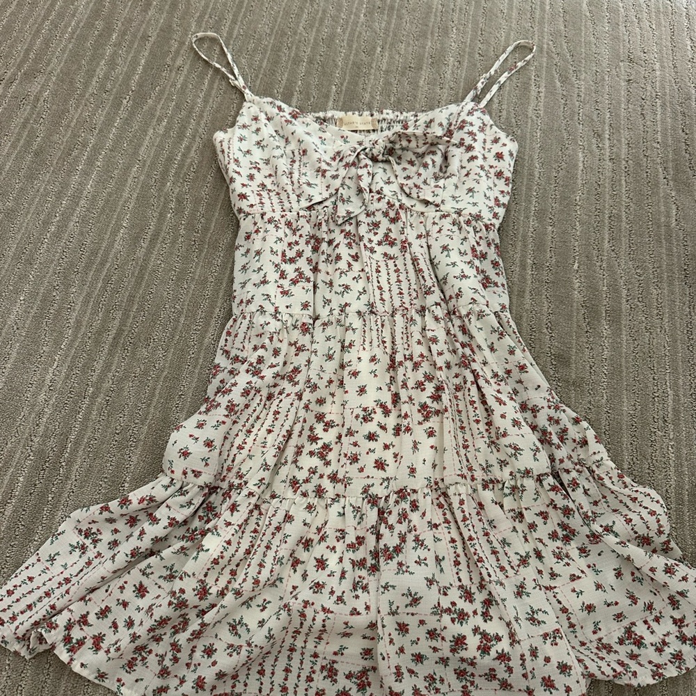 Altar'd State White and Red Floral Mini Dress